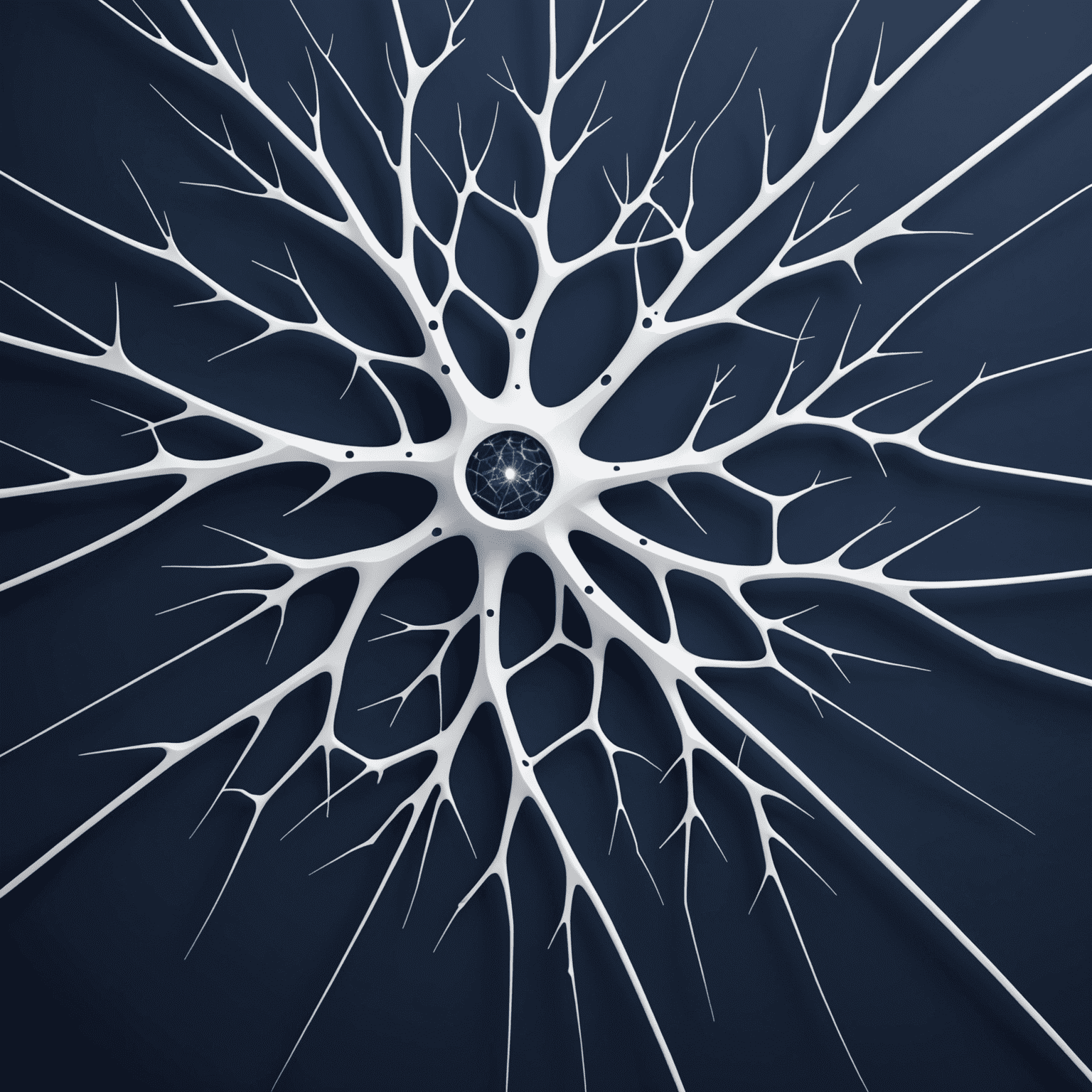 NeuroNova logo featuring an abstract neural network design in white on a deep blue background