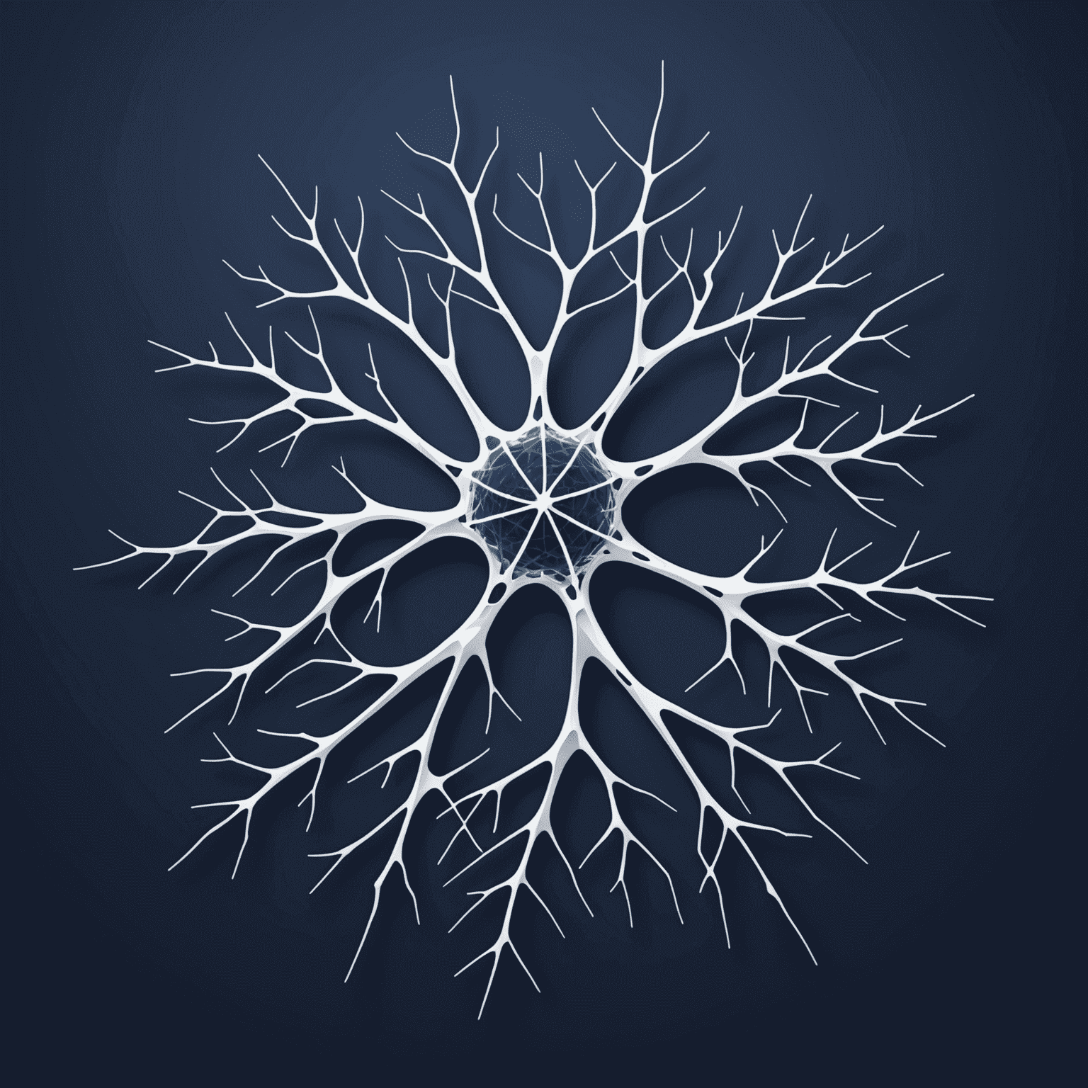 NeuroNova logo featuring an abstract neural network design in white on a deep blue background